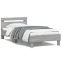 Bed frame headboard LED lights Sonoma gray 100x200 cm by , Beds and slatted bases - Ref: Foro24-838713, Price: 117,59 €, Disc...