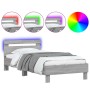 Bed frame headboard LED lights Sonoma gray 100x200 cm by , Beds and slatted bases - Ref: Foro24-838713, Price: 117,59 €, Disc...