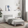 Bed frame headboard LED lights Sonoma gray 100x200 cm by , Beds and slatted bases - Ref: Foro24-838713, Price: 117,59 €, Disc...