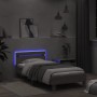 Bed frame headboard LED lights Sonoma gray 100x200 cm by , Beds and slatted bases - Ref: Foro24-838713, Price: 117,59 €, Disc...