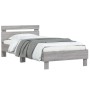 Bed frame headboard LED lights Sonoma gray 100x200 cm by , Beds and slatted bases - Ref: Foro24-838713, Price: 117,59 €, Disc...