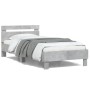 Estructura de cama cabecero luces LED gris hormigón 100x200 cm de , Camas y somieres - Ref: Foro24-838711, Precio: 113,47 €, ...