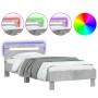 Estructura de cama cabecero luces LED gris hormigón 100x200 cm de , Camas y somieres - Ref: Foro24-838711, Precio: 113,47 €, ...