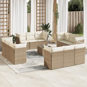 Gartensofa-Set mit Kissen, 13-teilig, beiges synthetisches Rattan von , Gartensets - Ref: Foro24-3217338, Preis: 1,00 €, Raba...