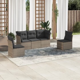 Gartensofa-Set mit Kissen, 5-teilig, graues synthetisches Rattan von , Gartensets - Ref: Foro24-3217350, Preis: 316,38 €, Rab...