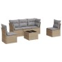 Gartensofa-Set mit Kissen, 6-teilig, beiges synthetisches Rattan von , Gartensets - Ref: Foro24-3217359, Preis: 392,99 €, Rab...