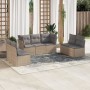 7-teiliges Gartensofa-Set und beigefarbene synthetische Rattankissen von , Gartensets - Ref: Foro24-3217409, Preis: 437,40 €,...