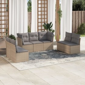 Set sofás de jardín 7 piezas y cojines ratán sintético beige de , Conjuntos de jardín - Ref: Foro24-3217409, Precio: 429,99 €...