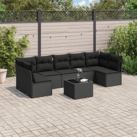 8-teiliges Gartensofa-Set und schwarze synthetische Rattankissen von , Gartensets - Ref: Foro24-3217435, Preis: 454,50 €, Rab...