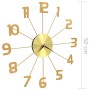 Reloj de pared de metal dorado 50 cm de vidaXL, Relojes de pared - Ref: Foro24-283858, Precio: 42,07 €, Descuento: %