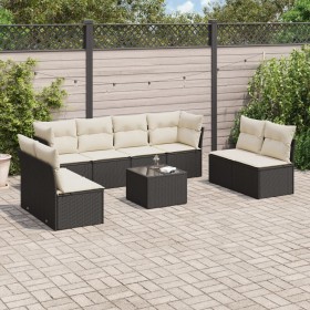 8-teiliges Gartensofa-Set und schwarze synthetische Rattankissen von , Gartensets - Ref: Foro24-3217456, Preis: 551,72 €, Rab...