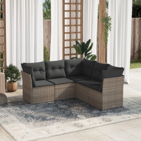 Gartensofa-Set mit Kissen, 5-teilig, graues synthetisches Rattan von , Gartensets - Ref: Foro24-3217620, Preis: 331,54 €, Rab...