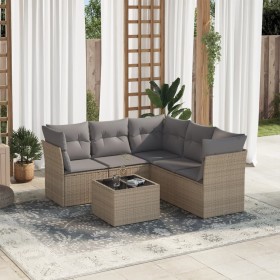 Gartensofa-Set mit Kissen, 6-teilig, beiges synthetisches Rattan von , Gartensets - Ref: Foro24-3217629, Preis: 394,84 €, Rab...