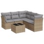 Gartensofa-Set mit Kissen, 6-teilig, beiges synthetisches Rattan von , Gartensets - Ref: Foro24-3217629, Preis: 405,99 €, Rab...