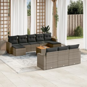 11-teiliges Gartensofa-Set und graue synthetische Rattankissen von , Modulare Sofas für den Außenbereich - Ref: Foro24-322434...