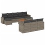 11-teiliges Gartensofa-Set und graue synthetische Rattankissen von , Modulare Sofas für den Außenbereich - Ref: Foro24-322434...