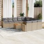 12-teiliges Gartensofa-Set und braune synthetische Rattankissen von , Modulare Sofas für den Außenbereich - Ref: Foro24-32243...