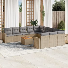 12-teiliges Gartensofa-Set und braune synthetische Rattankissen von , Modulare Sofas für den Außenbereich - Ref: Foro24-32243...