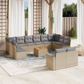 Gartensofa-Set mit Kissen, 13-teilig, beiges synthetisches Rattan von , Modulare Sofas für den Außenbereich - Ref: Foro24-322...