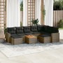 10-teilige Gartensofagarnitur mit grauen synthetischen Rattankissen von , Modulare Sofas für den Außenbereich - Ref: Foro24-3...