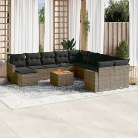 12-teiliges Gartensofa-Set mit grauen synthetischen Rattankissen von , Modulare Sofas für den Außenbereich - Ref: Foro24-3224...