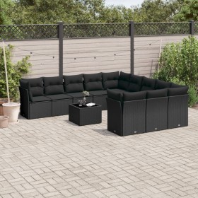 Garden sofa set 12 pieces with black synthetic rattan cushions by , Garden sets - Ref: Foro24-3218415, Price: 724,90 €, Disco...