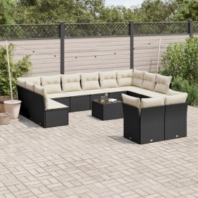 Gartensofa- und Kissenset 13-teilig aus schwarzem synthetischem Rattan von , Gartensets - Ref: Foro24-3218436, Preis: 818,53 ...