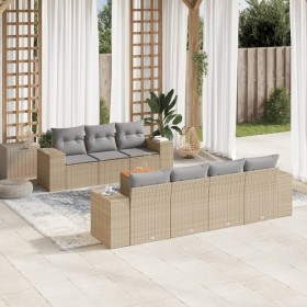 Gartensofa-Set mit beigen Kissen 8 Stück PE-Rattan von , Gartensets - Ref: Foro24-3257683, Preis: 717,83 €, Rabatt: %