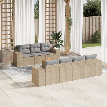 Gartensofa-Set mit beigen Kissen 8 Stück PE-Rattan von , Gartensets - Ref: Foro24-3257683, Preis: 717,03 €, Rabatt: %