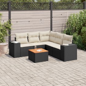 6-teiliges Gartensofa-Set und schwarze synthetische Rattankissen von , Gartensets - Ref: Foro24-3257771, Preis: 406,73 €, Rab...