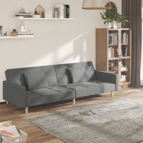 Sofá cama de 2 plazas con dos almohadas tela gris claro de , Sofás - Ref: Foro24-375799, Precio: 254,99 €, Descuento: %