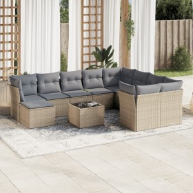 11-teiliges Gartensofa-Set mit beigen synthetischen Rattankissen von , Gartensets - Ref: Foro24-3218599, Preis: 685,54 €, Rab...