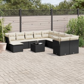 Gartensofa-Set 12-teilig mit schwarzen synthetischen Rattankissen von , Gartensets - Ref: Foro24-3218616, Preis: 767,81 €, Ra...