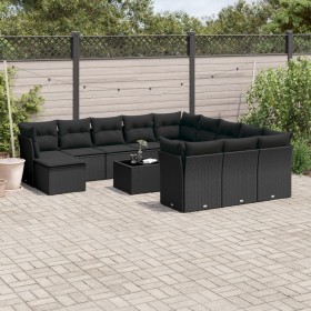 Garden sofa and cushion set 13 pieces black synthetic rattan by , Garden sets - Ref: Foro24-3218635, Price: 835,57 €, Discoun...