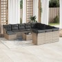 Garden sofa set with cushions 13 pieces gray synthetic rattan by , Garden sets - Ref: Foro24-3218640, Price: 874,01 €, Discou...