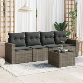 Gartensofa-Set mit Kissen, 5-teilig, graues synthetisches Rattan von , Gartensets - Ref: Foro24-3218680, Preis: 325,44 €, Rab...