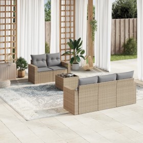 Garden sofa set with cushions 6 pieces beige synthetic rattan by , Garden sets - Ref: Foro24-3218689, Price: 420,99 €, Discou...