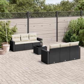 7-teiliges Garten-Essset und schwarze Kissen aus synthetischem Rattan von , Gartensets - Ref: Foro24-3218696, Preis: 456,58 €...