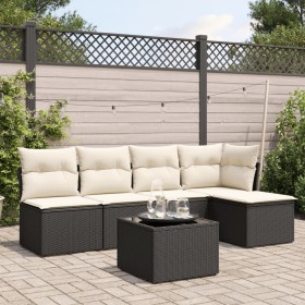 6-teilige Gartensofagarnitur und schwarze synthetische Rattankissen von , Gartensets - Ref: Foro24-3217526, Preis: 353,59 €, ...