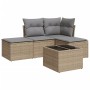 Garden sofa set with cushions 5 pieces beige synthetic rattan by , Garden sets - Ref: Foro24-3217489, Price: 301,93 €, Discou...