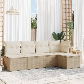 Garden sofa set with cushions 5 pieces beige synthetic rattan by , Garden sets - Ref: Foro24-3217518, Price: 338,55 €, Discou...