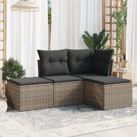 4-teiliges Gartensofa-Set und graue synthetische Rattankissen von , Gartensets - Ref: Foro24-3217480, Preis: 221,49 €, Rabatt: %