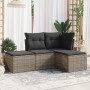 4-piece garden sofa set and gray synthetic rattan cushions by , Garden sets - Ref: Foro24-3217480, Price: 225,05 €, Discount: %