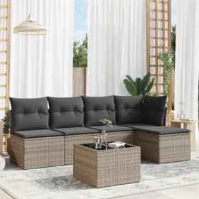 Set de muebles de jardín 6 pzas y cojines ratán sintético gris de , Conjuntos de jardín - Ref: Foro24-3217530, Precio: 354,75...