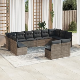 12-teiliges Gartensofa-Set mit grauen synthetischen Rattankissen von , Gartensets - Ref: Foro24-3218370, Preis: 712,70 €, Rab...