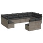 12-teiliges Gartensofa-Set mit grauen synthetischen Rattankissen von , Gartensets - Ref: Foro24-3218370, Preis: 701,99 €, Rab...