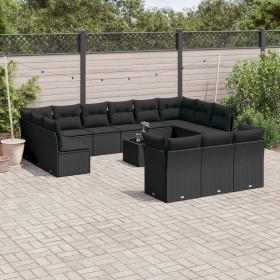 14-teiliges Gartensofa-Set mit schwarzen synthetischen Rattankissen von , Gartensets - Ref: Foro24-3218455, Preis: 832,69 €, ...