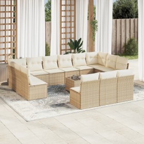 14-teiliges Gartensofa-Set mit beigen synthetischen Rattankissen von , Gartensets - Ref: Foro24-3218398, Preis: 1,00 €, Rabat...