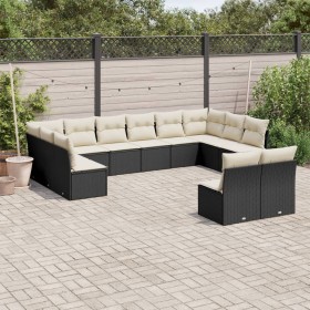 Gartensofa-Set 12-teilig mit schwarzen synthetischen Rattankissen von , Gartensets - Ref: Foro24-3218366, Preis: 695,70 €, Ra...