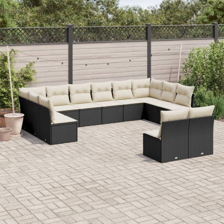 Gartensofa-Set 12-teilig mit schwarzen synthetischen Rattankissen von , Gartensets - Ref: Foro24-3218366, Preis: 713,61 €, Ra...